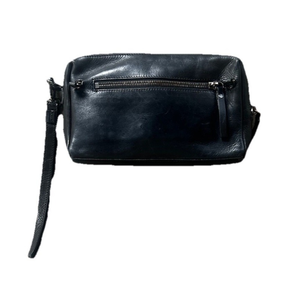 Marsell Italy Vintage Leather Bag Black Crossbody Wristlet Detachable Strap